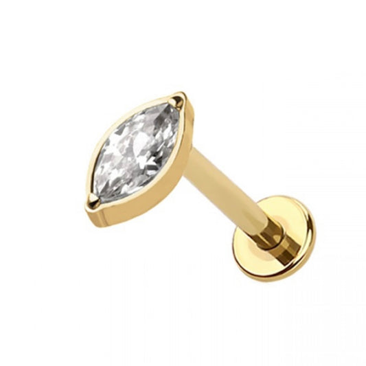 Marquise Gold Flat Back Labret