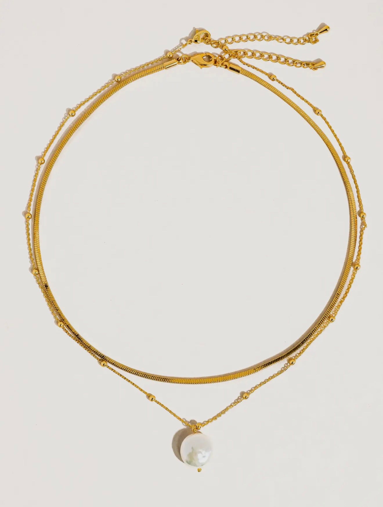 Layered Pearl Chain Necklace