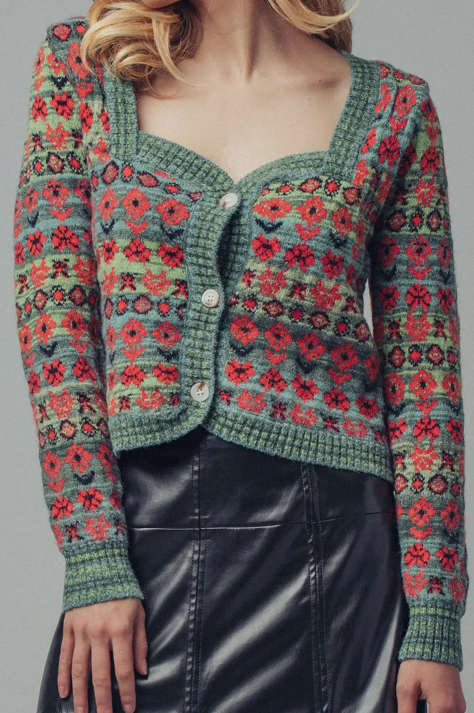Vintage Floral Knit Cardigan