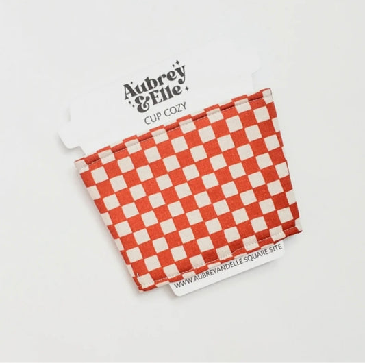 Aubrey + Elle - Red Checkered Coffee Cozy