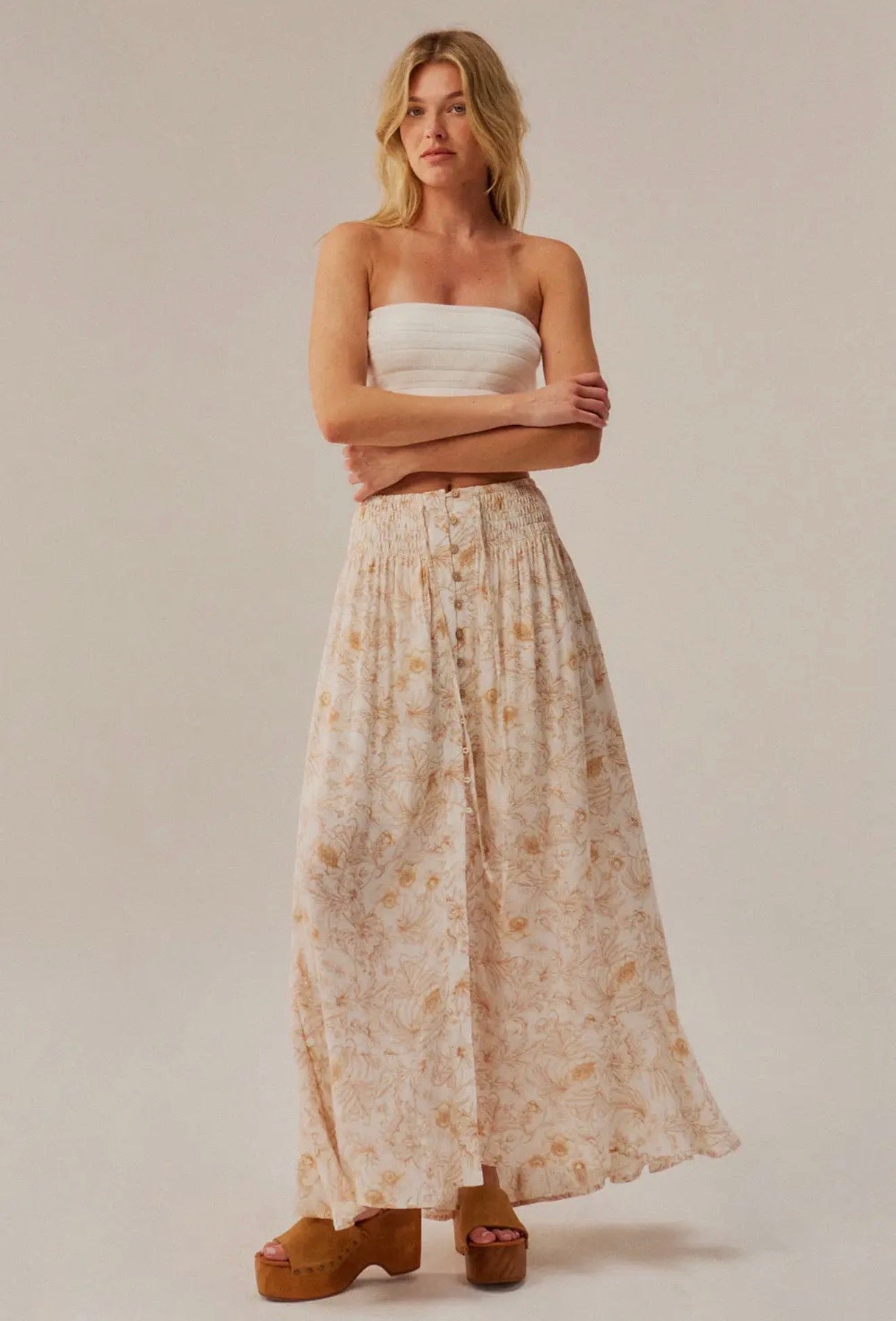 Floran Button Front Maxi Skirt