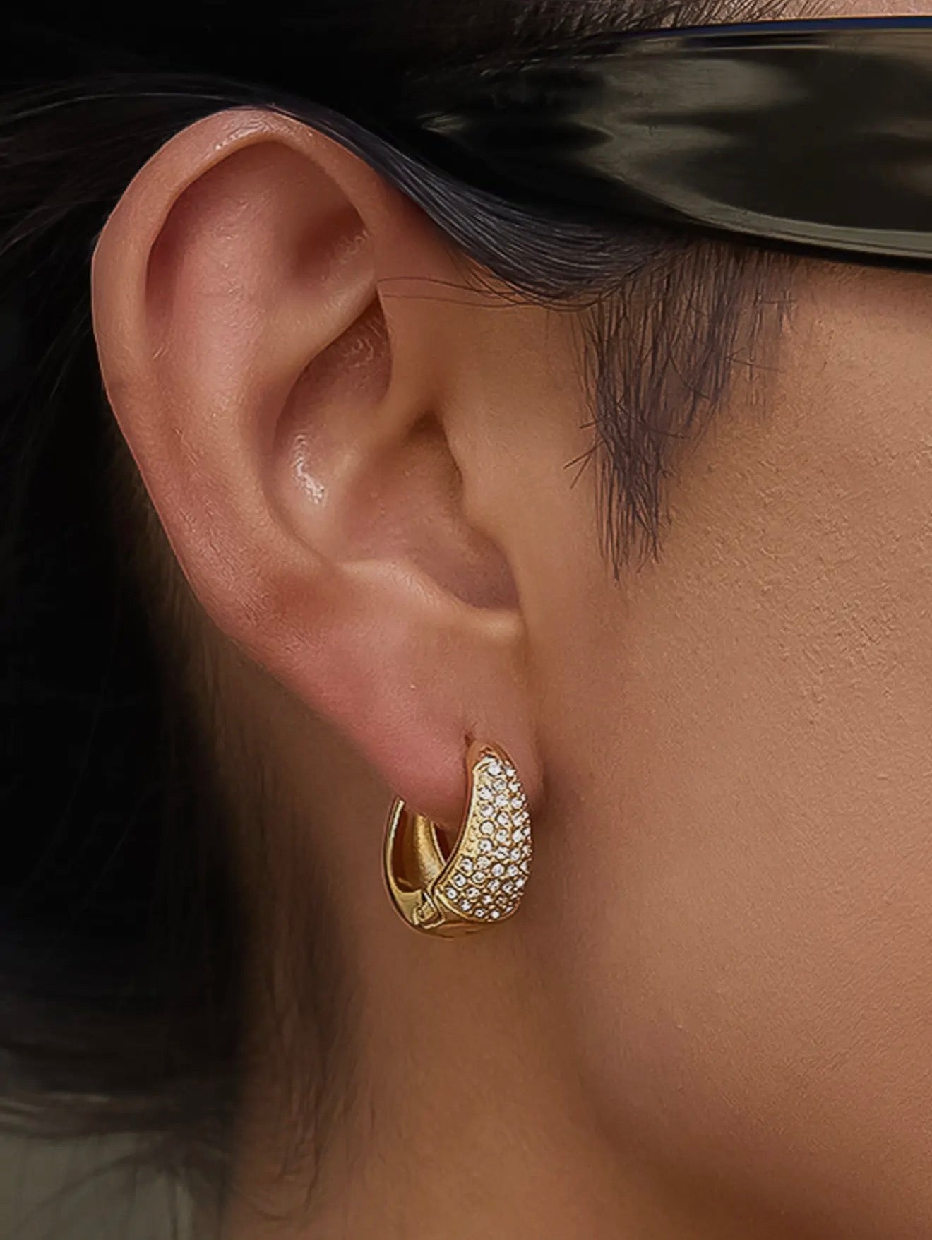 Crystal Teardrop Hoop Earrings