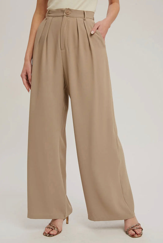 Mushroom Wide Leg Trousers