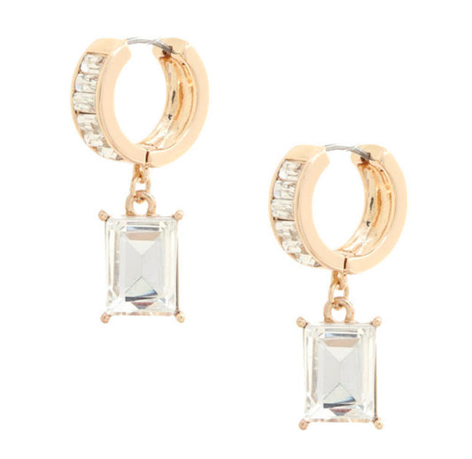 RECTANGLE CRYSTAL EARRINGS