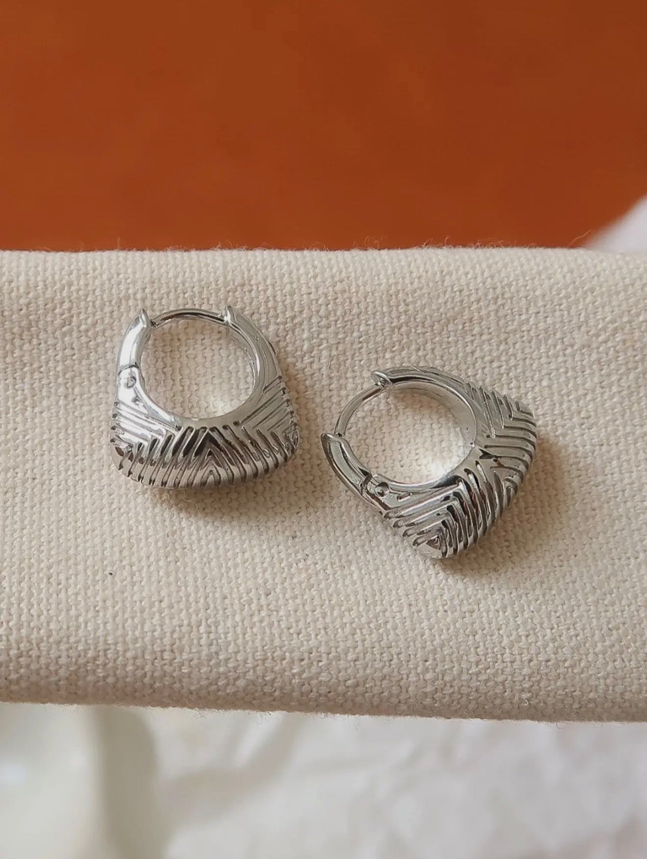 Silver Textured Hoop Earrings