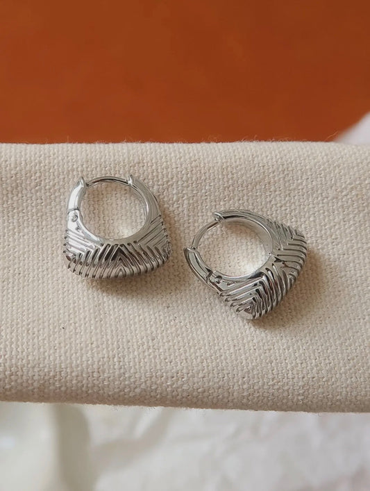 Silver Textured Hoop Earrings
