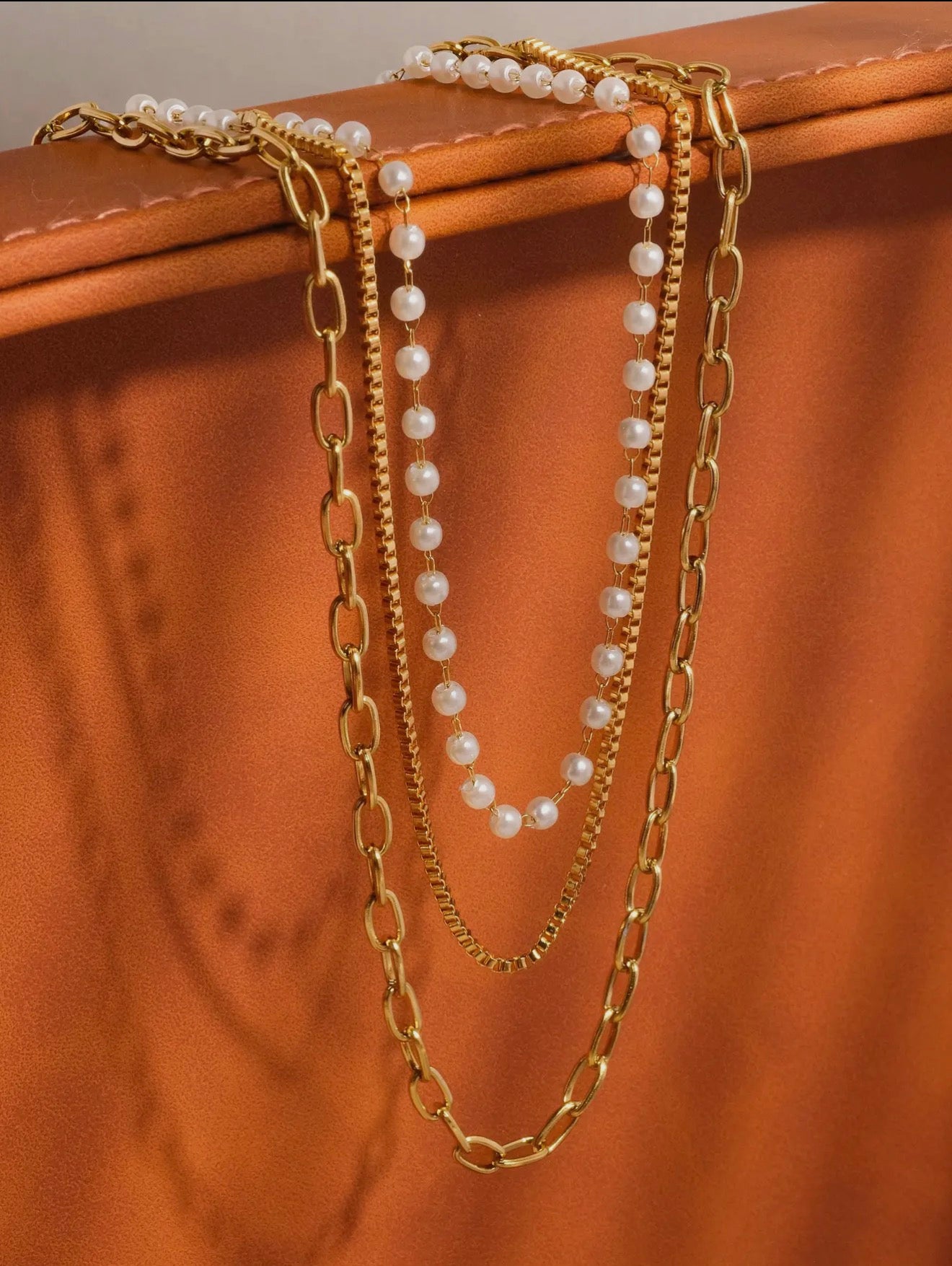 Stacked Pearl Chain Necklace