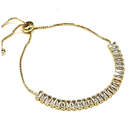 Gold Rectangle Crystal Bracelet