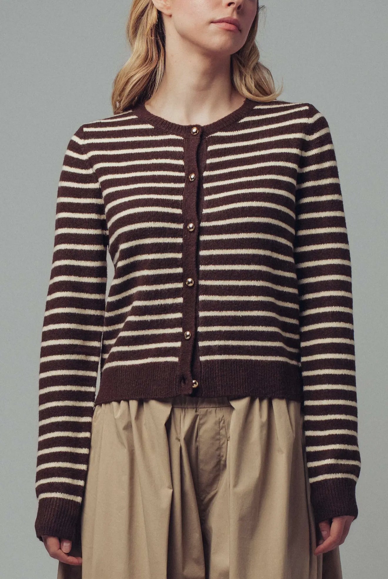 Brown Striped Cardigan