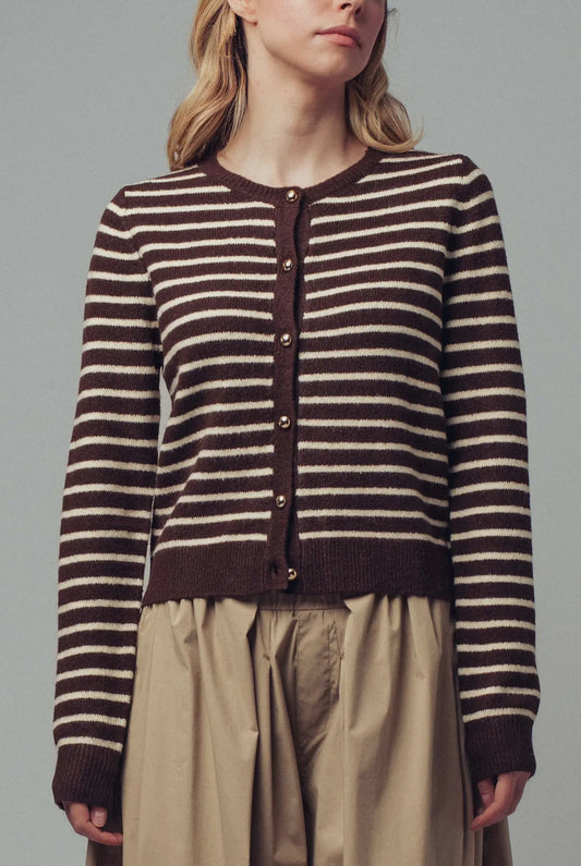 Brown Striped Cardigan