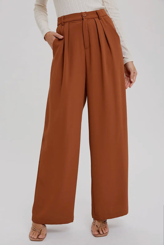 Hazelnut Wide Leg Trousers