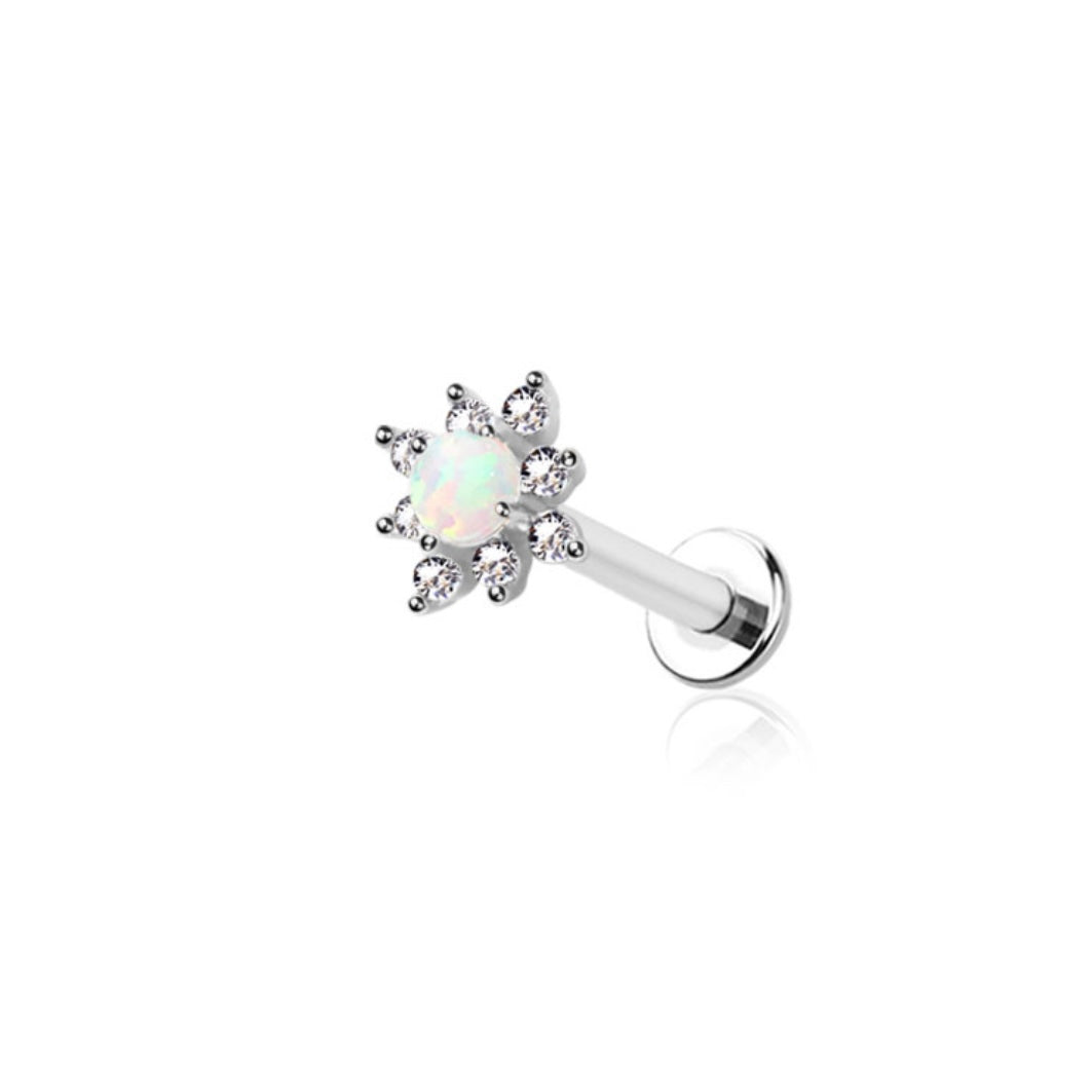 Opal Starburst Titanium Flat Back Labret