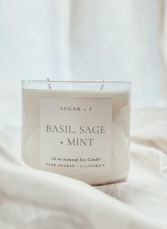Basil, Sage + Mint Scented Candle