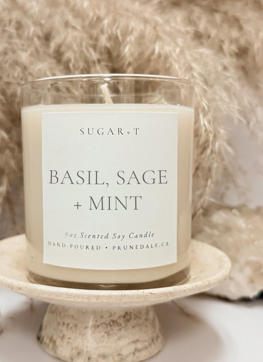 Basil, Sage + Mint Scented Candle