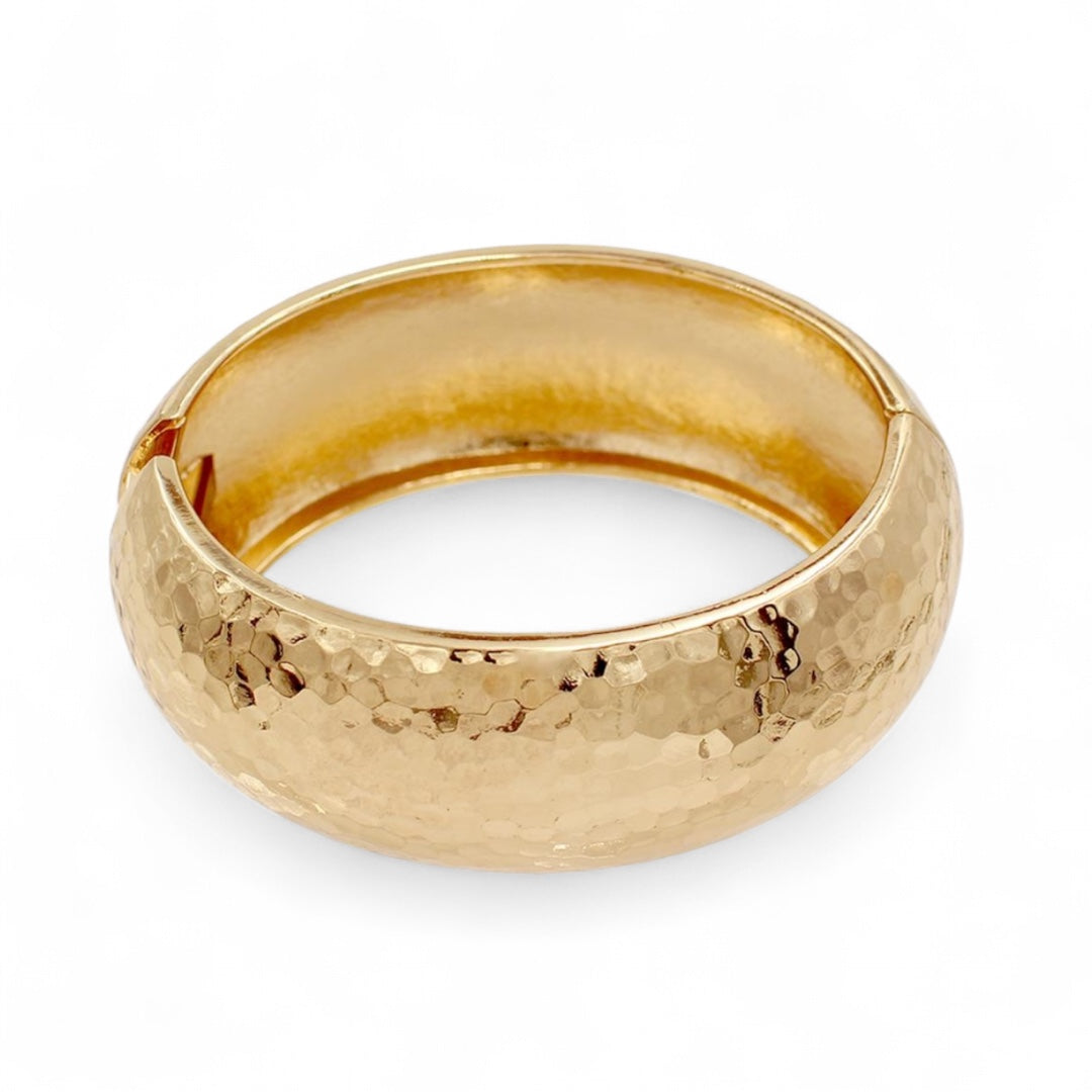 Gold Hammered Hinged Bagle Bracelet