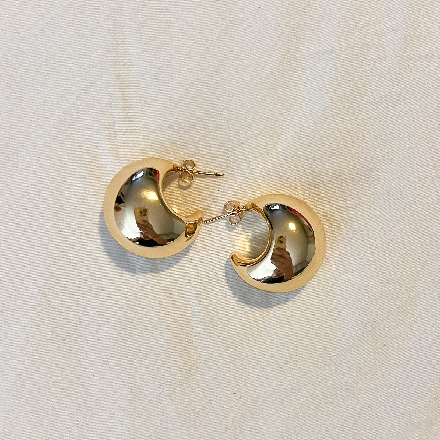 Gold Puffy Post Earrings