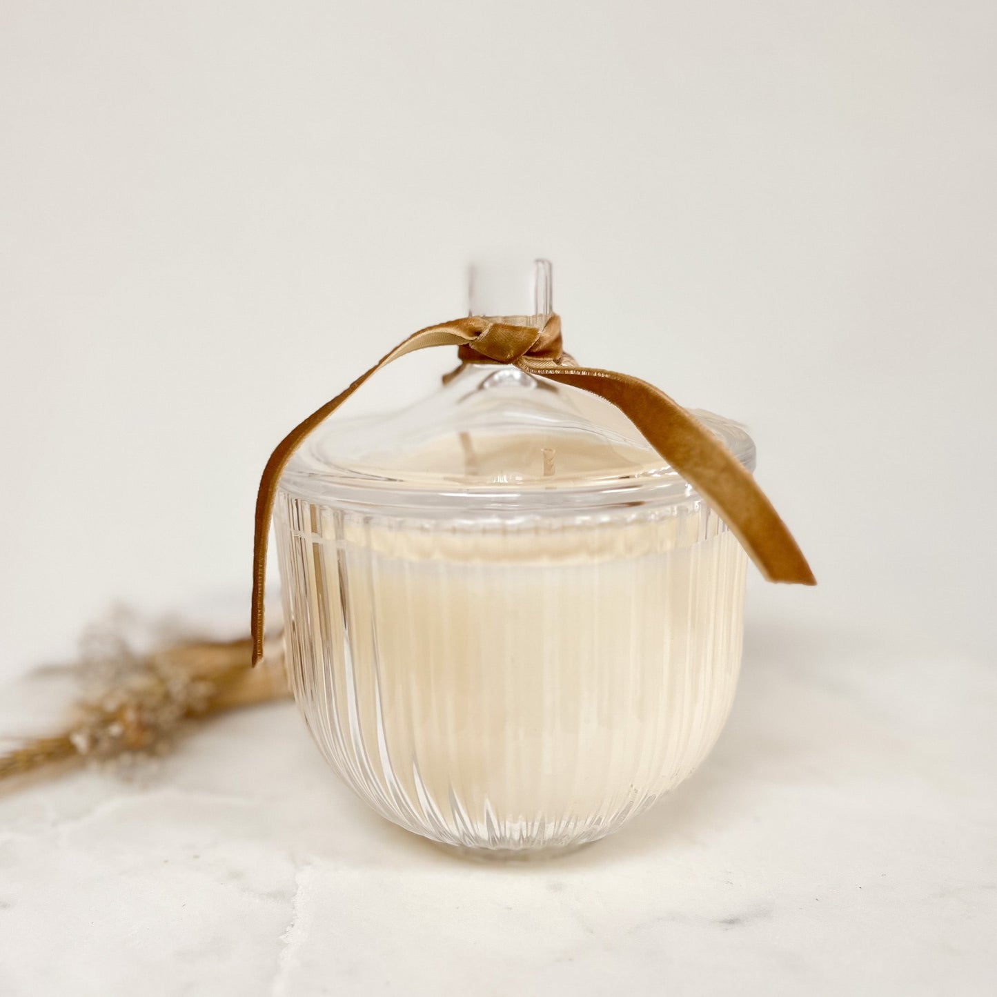 Winter Pine Holiday Ribbed Candle