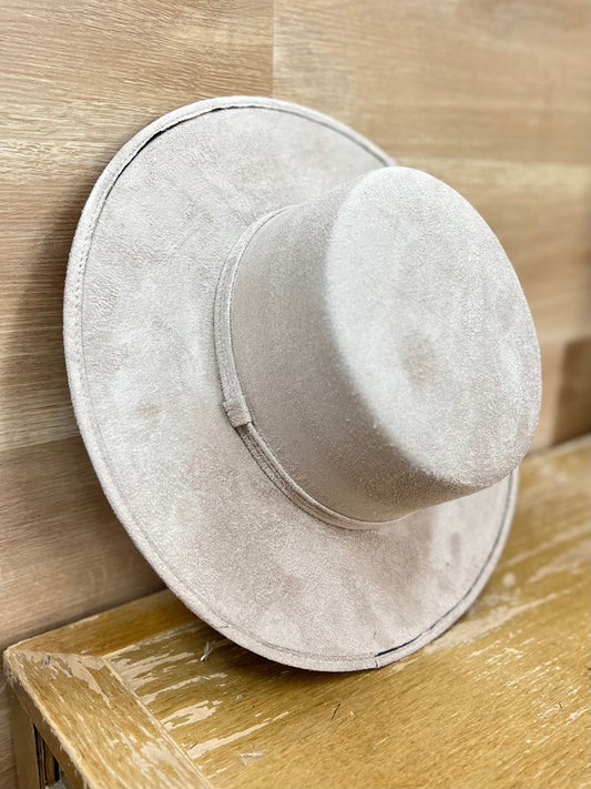 Moonchild - Vegan Suede Boater Hat - Taupe