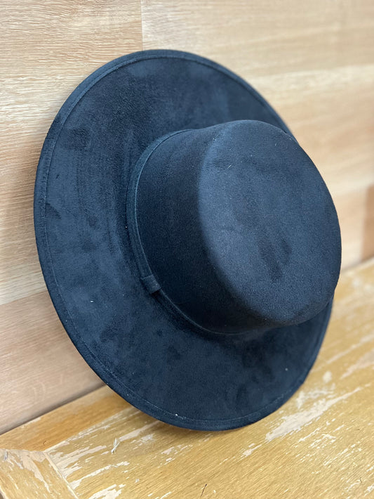 Moonchild - Vegan Suede Boater Hat - Black