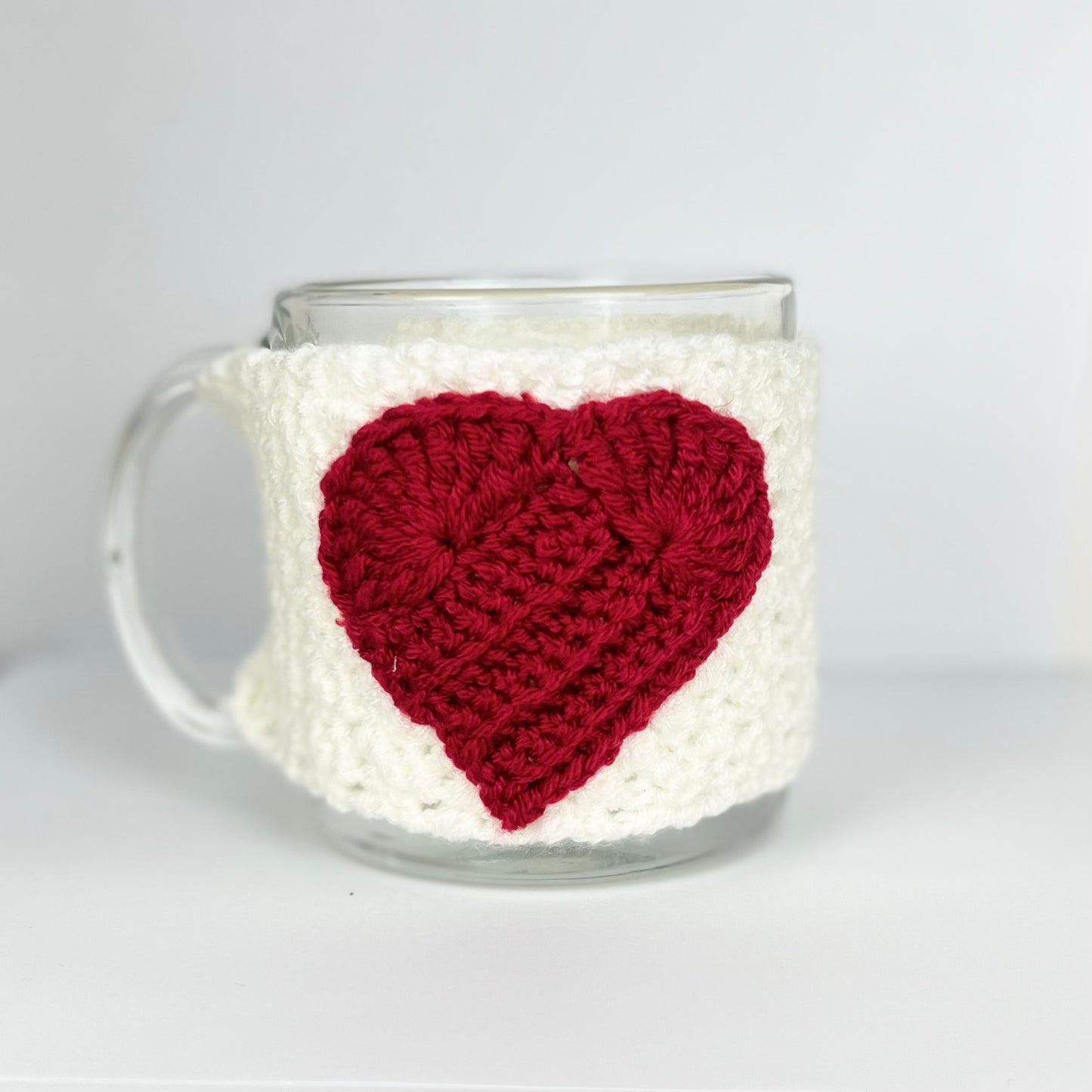 Heart Knit Coffee Cozy