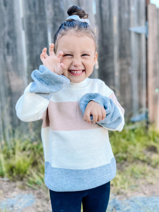 Maddie Girl - Striped Gray Sweater