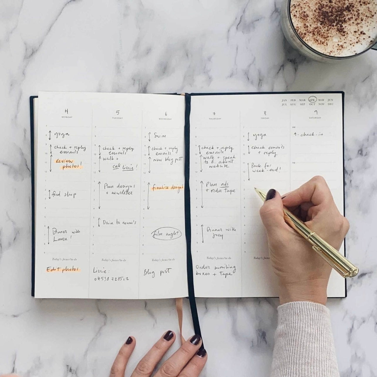 Undated Black Weekly Planner