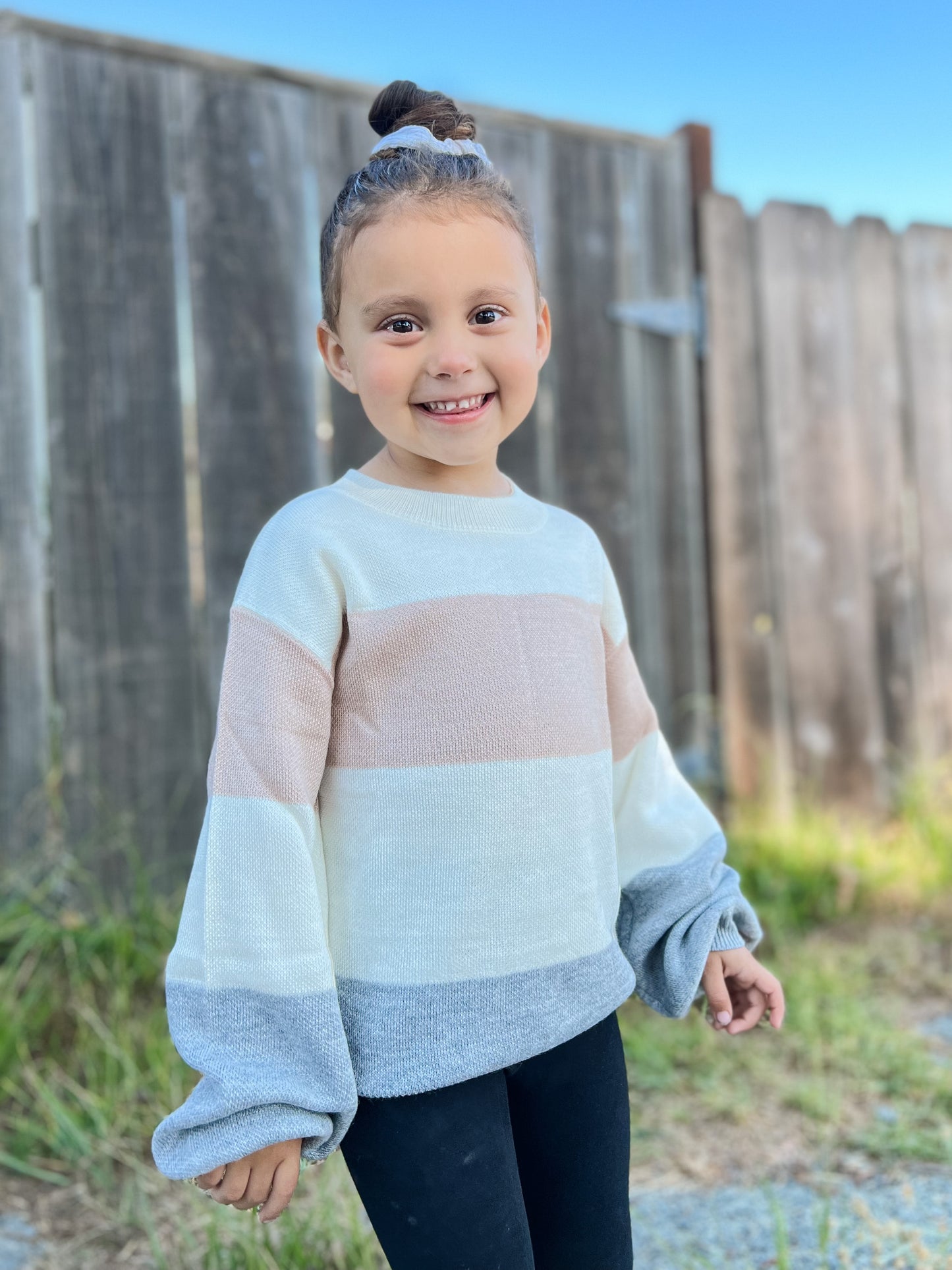 Maddie Girl - Striped Gray Sweater
