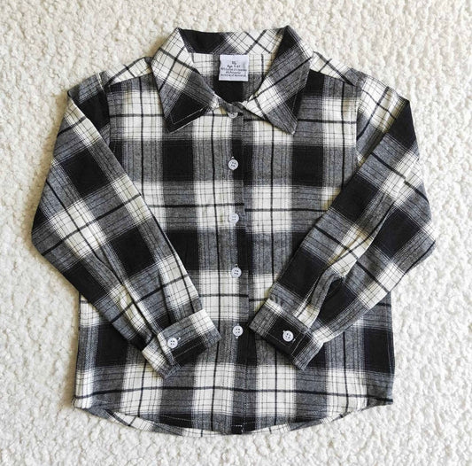 Maddie Girl - Black Plaid Button Up